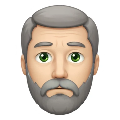Greenish grey eyed adult man with sad eyes, poor short dark grey hair and a very long beard hanging. Pale skin. He's serious and looks tired. Make sure his hair and beard are both dark grey. sticker