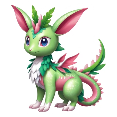 Shiny Exotic Cute Majestic Ethereal Sparkly Flygon-Sylveon-Shaymin-Meganium-Hybrid-Creature with white pattern-markings sticker