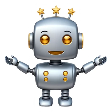 happy robot with stars sticker