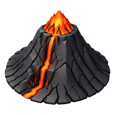 A dormant volcano surrounded by hardened magma paths. sticker