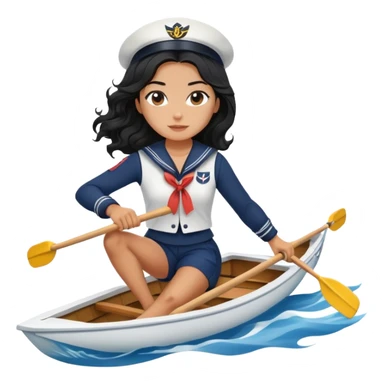 black long wavy hair girl rowing as a professional sailor sticker