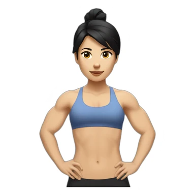 crossfit woman with black hair, white and doing lowering sticker