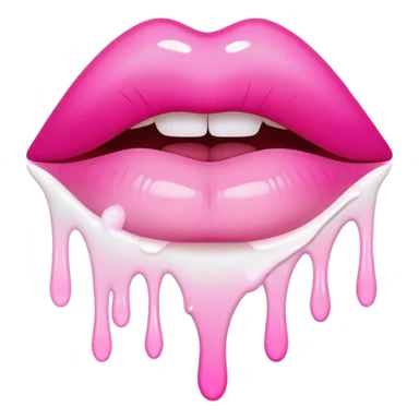 Floating pink ombre glossy lip with white dripping off sticker