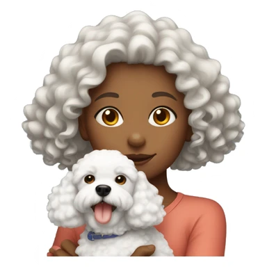 curly girl with a bichon dog sticker