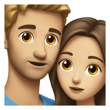 caucasian brunette couple hugging brown and blue eyes sticker