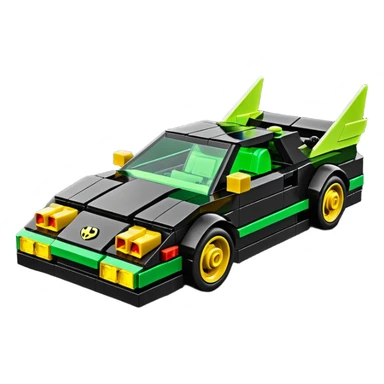  the animated series Batgirl’s aerodynamic opulent dark knight Lego futuristic concept loosely based on Toyota 1986 AE86 (flat long straight faceted mechanical body) winged stealthy street hot rod  sticker
