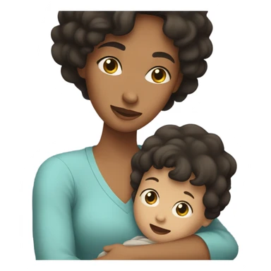 dark haired mom holding baby boy sticker