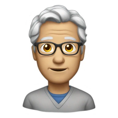 a physic teacher, with gray hair, wrinkles on the forehead and glasses sticker