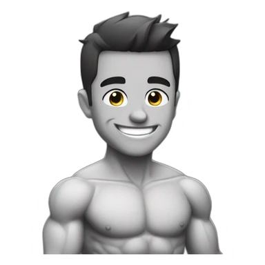 Giga Chad smiling black and white musculation meme a little from profile sticker