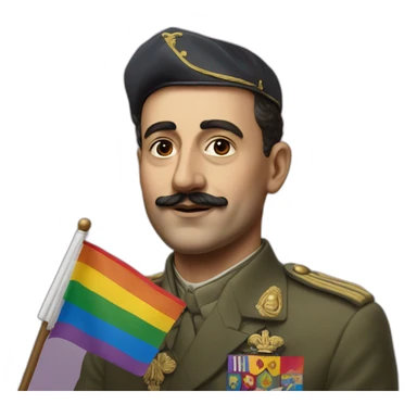 Hyperrealist Francisco franco with a lgtbi flag sticker