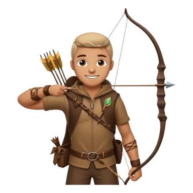 The classic hunter image with a bow and arrow on his back, dressed in brown with some animal made decorations sticker