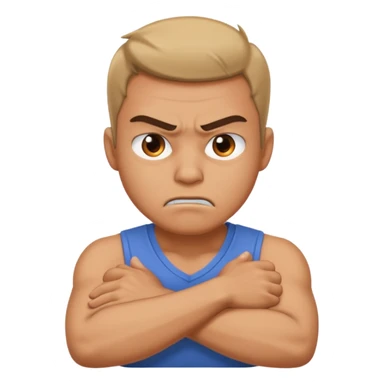 arms crossed holding neck angry guy sticker