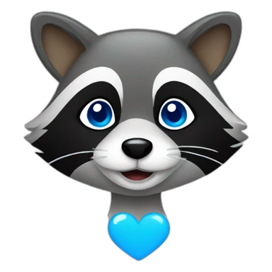 Raccoon with blue heart sticker