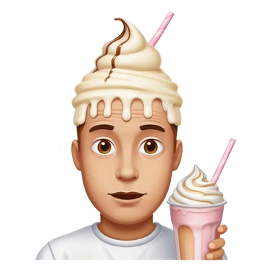Man with spilled milkshakes on head sticker
