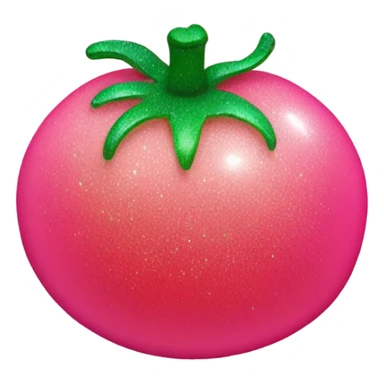 Entire Hot pink to baby pink ombre tomato with glitter and green stem sticker