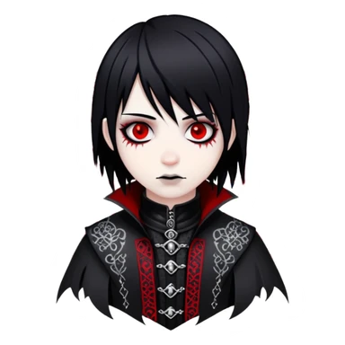 Dark evil Badass emo gothic black and silver with intricate red and white patterns  sticker