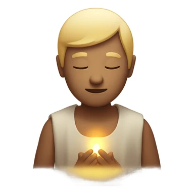 european man meditating with glowing from his heart sticker