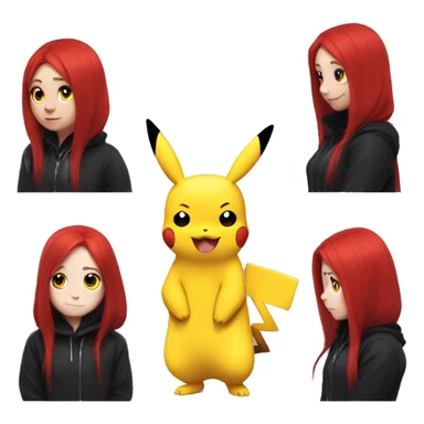 gothic red head in pikachu onesie thumb up sticker