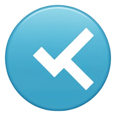 A small solid cyan-blue circle with a centered bright white check mark, clean and minimal, symbolizing trust and distinction sticker