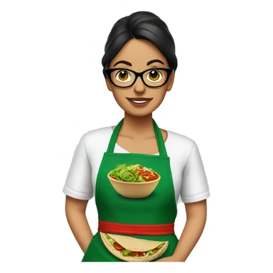 mexican lady green apron  with glasses cooking tacos sticker
