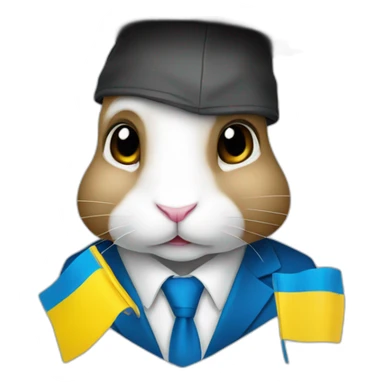 A rabbit student in a suit in the color of the Ukrainian flag in a square academic cap sticker