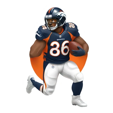 NFL football player, Denver broncos, in the end zone  sticker