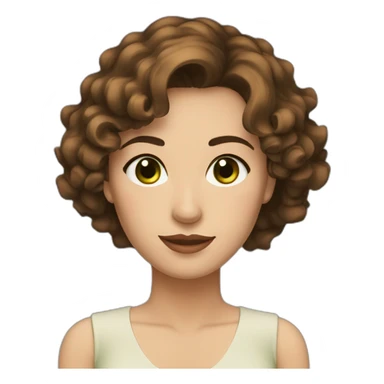 Spanish woman ruffled brown short hair and white skin green and brown eyes  sticker