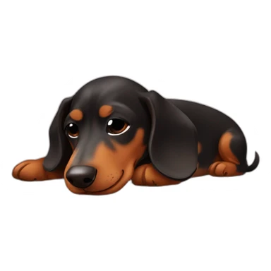 Black and brown dachshund dog sleeping sticker