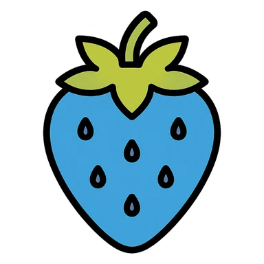 blue strawberry icon with color outline sticker