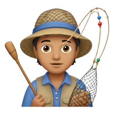 a fisherman is casting the fishing net sticker