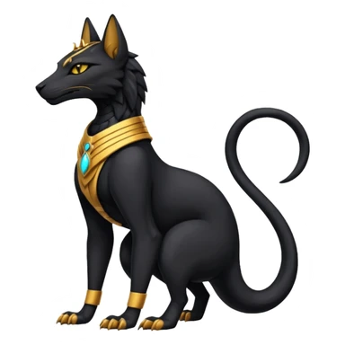 Black Dark Furry Fluffy Modern Futuristic Cyber-Salandit-Bastet-Anubis-fusion full body sticker