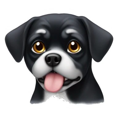 old black puggle with white hair sticker