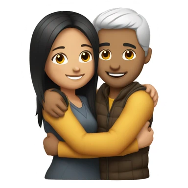 couple hug with warm smiles. The Girl have braun/black  hair sticker