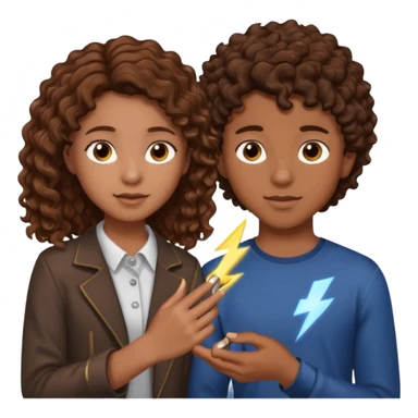 a 15 year old girl with brown curly hair but she has lightnings in it with a brown haired boy who gave her a promise ring sticker