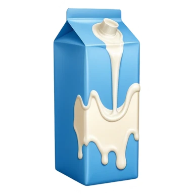 blue milk carton with a splash of milk sticker