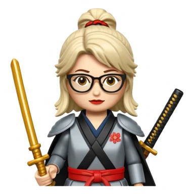 lego Samurai with glasses, Warrior in samurai armor, female, with katana sticker