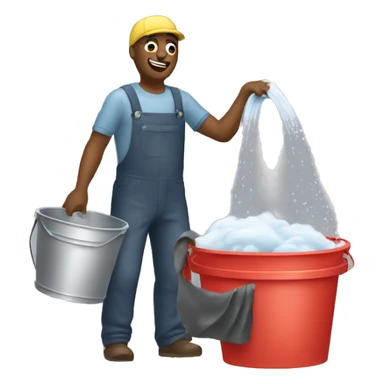 man washing a car with a bucket sticker