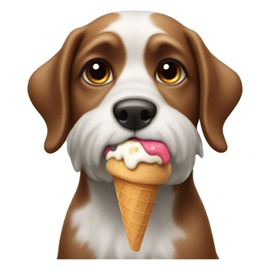 Wet dog eating an ice cream cone sticker