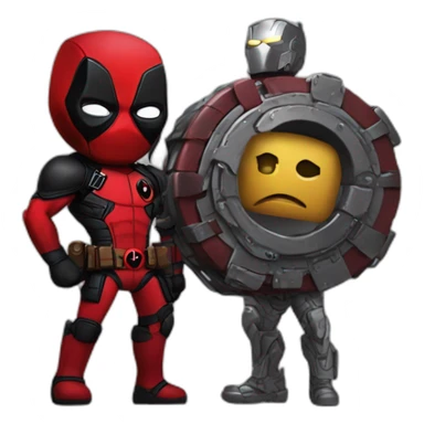 Deadpool with ironman togather sticker