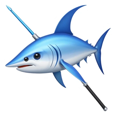 a swordfish with a long sharp blue stick on the tip of it's nose sticker