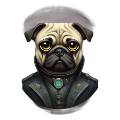 A cyberpunk pug in Art Nouveau style during 1910 sticker
