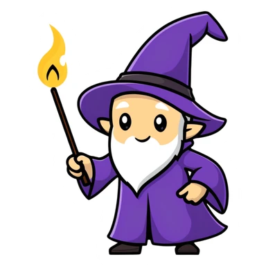 Wizard with pointy hat and magic wand sticker
