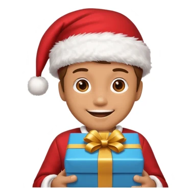 create a realistic emoji of a packaging woker under a christmas tree sticker