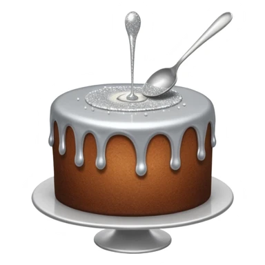 silver glitter being poured onto a cake with spoon  sticker