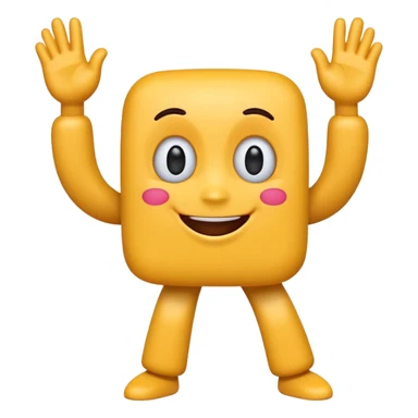 A cute 3D emoji of the English letter 'A' with cartoon arms and legs, dancing happily. Vibrant colors, expressive eyes, smiley face, high quality, white background, sticker style, glossy finish. sticker
