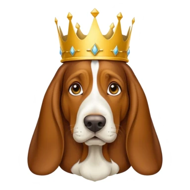 Basset hound with a crown sticker
