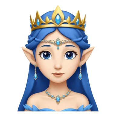 elf woman wearing tiara and blue cloathing dark hair sticker
