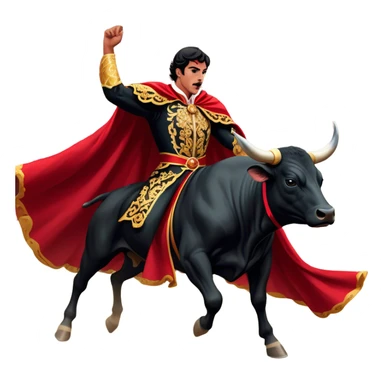 ​Cinematic Realistic Spanish Matador in Action, depicted in an ornate traje de luces with a flowing red cape, captured in the dramatic moment of confronting a charging bull in a traditional bullring, rendered with dynamic motion and dramatic lighting that encapsulates the intensity and artistry of the spectacle, sticker