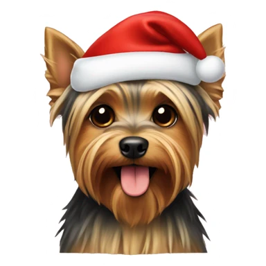 Yorkshire terrier in Santa hat sticker