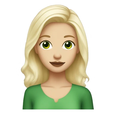 Blonde haired girl with green eyes and ice coffee sticker